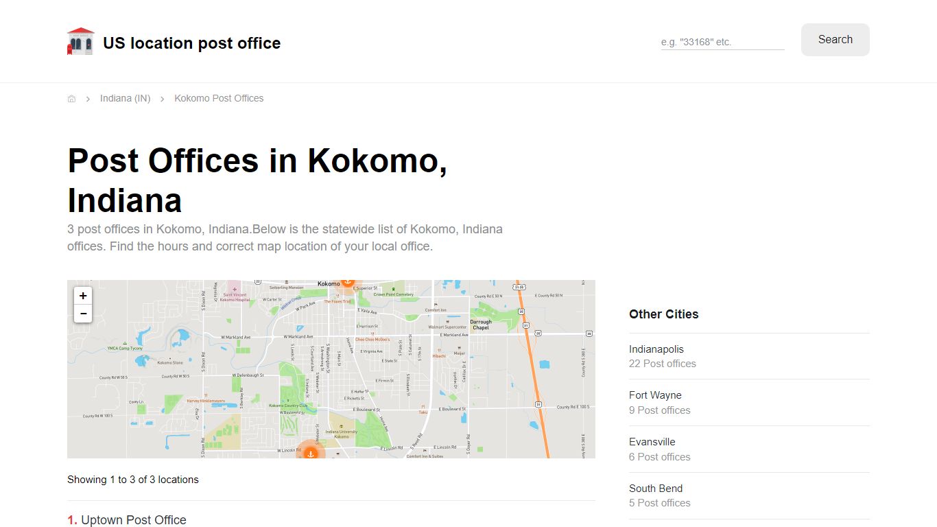 Post Offices in Kokomo, Indiana - Kokomo Post Offices - Location and ...