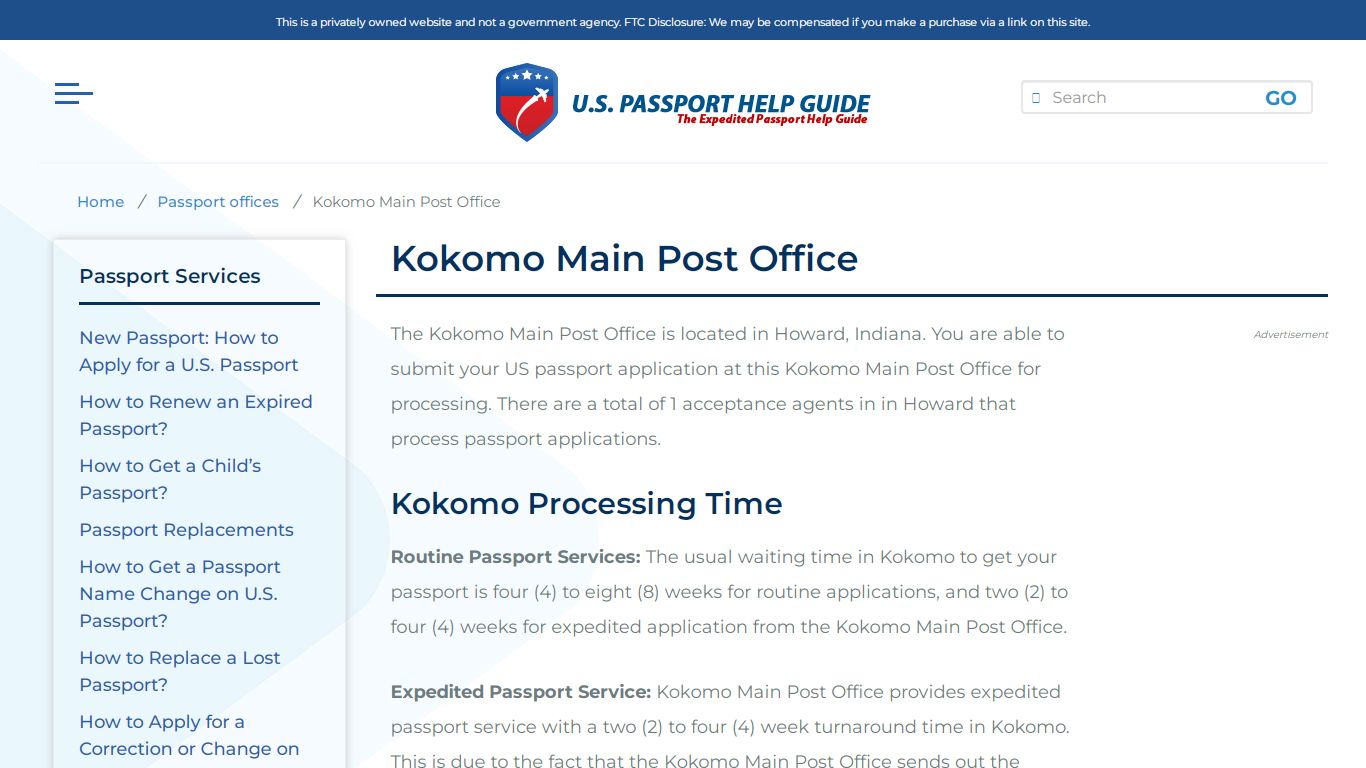 Kokomo Main Post Office - U.S. Passport Help Guide